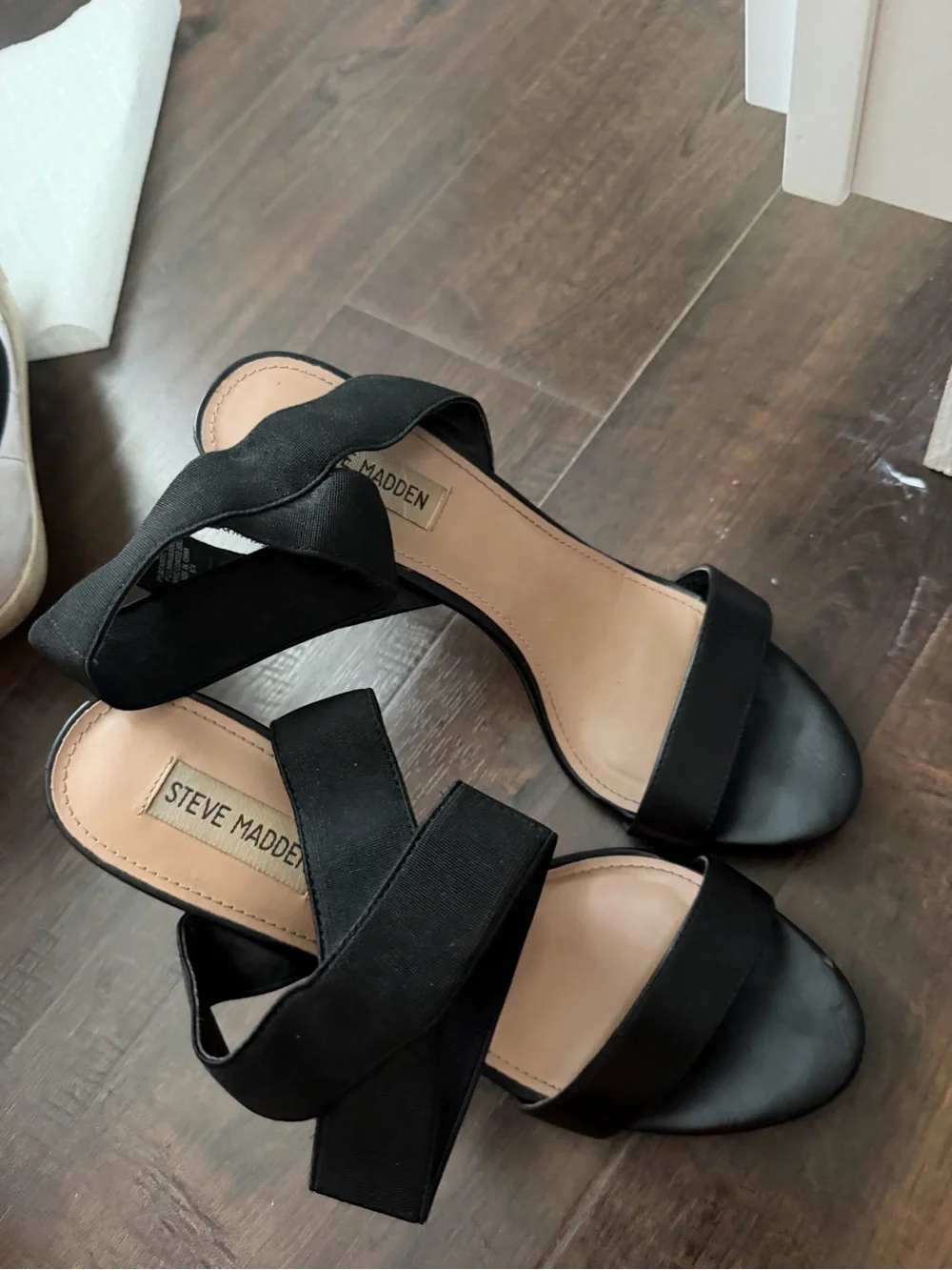 Steve Madden Black Open-Toe Ankle-Strap Stilettos